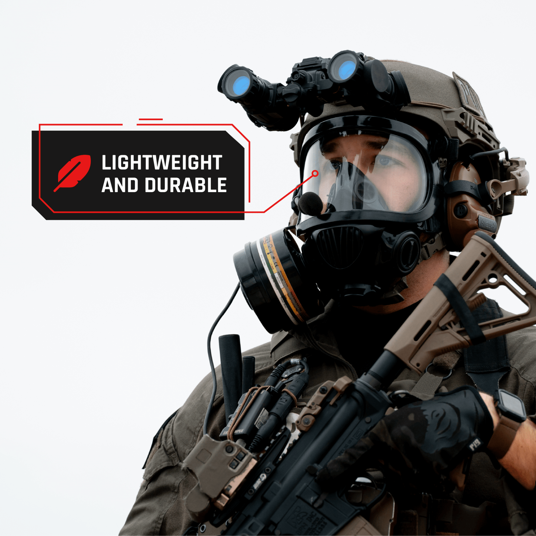 CS-100 Military Gas Mask with N-B-1 Defense Canister
