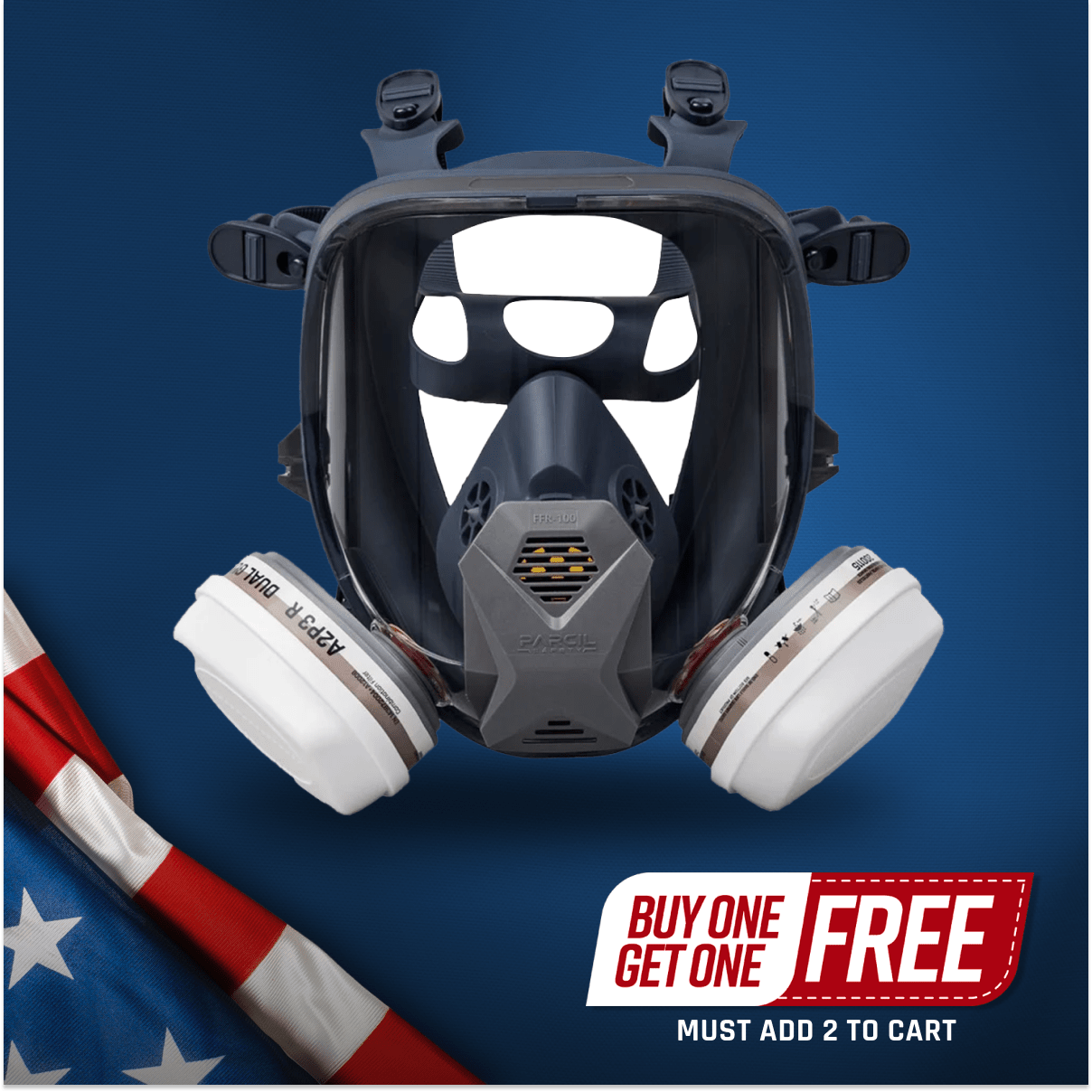 FFR - 100 Bayonet Full - Face Respirator with DualGuard A2P3 R Cartridge Set - Parcil SafetyParcil Safety