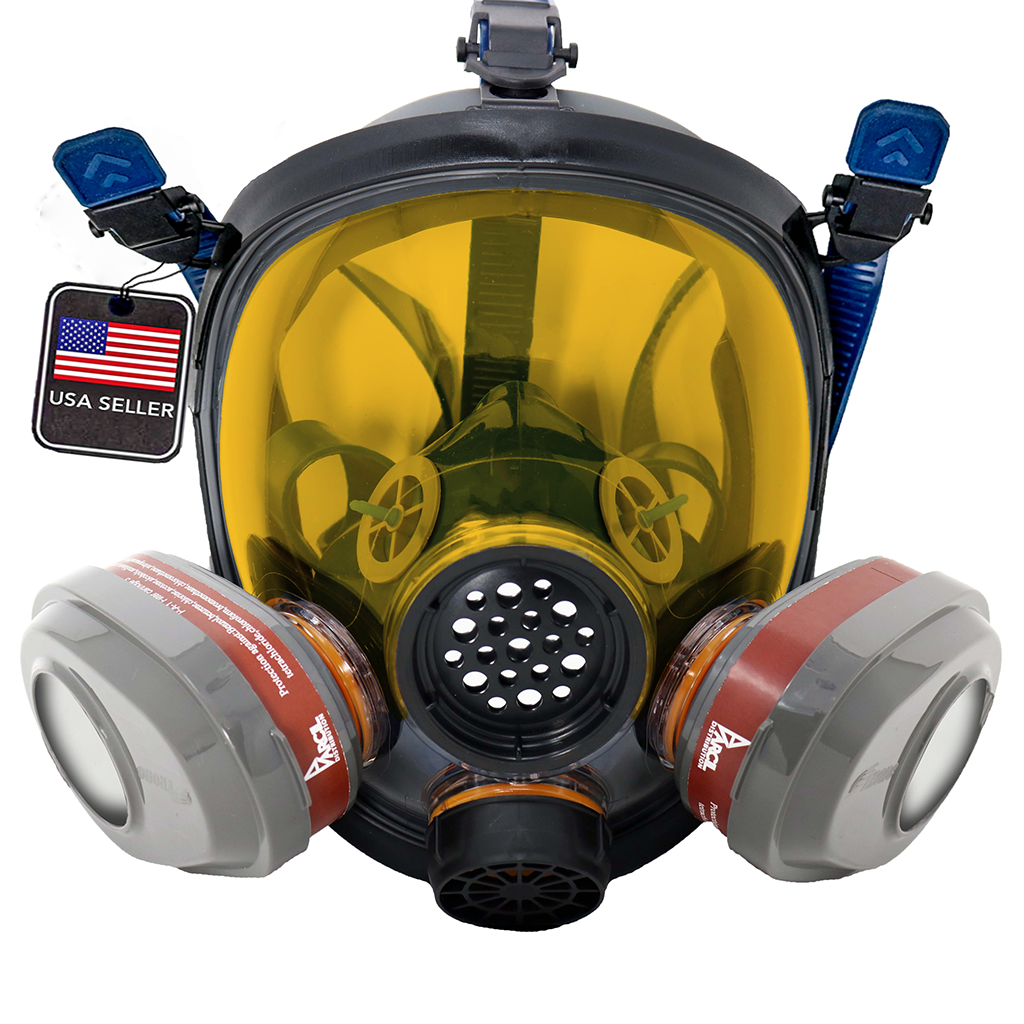 PD-101 Full-Face Industrial Air Purifying Respirator (APR) with A1 Organic Vapor (OV) with P2 Particulate Filter Canister