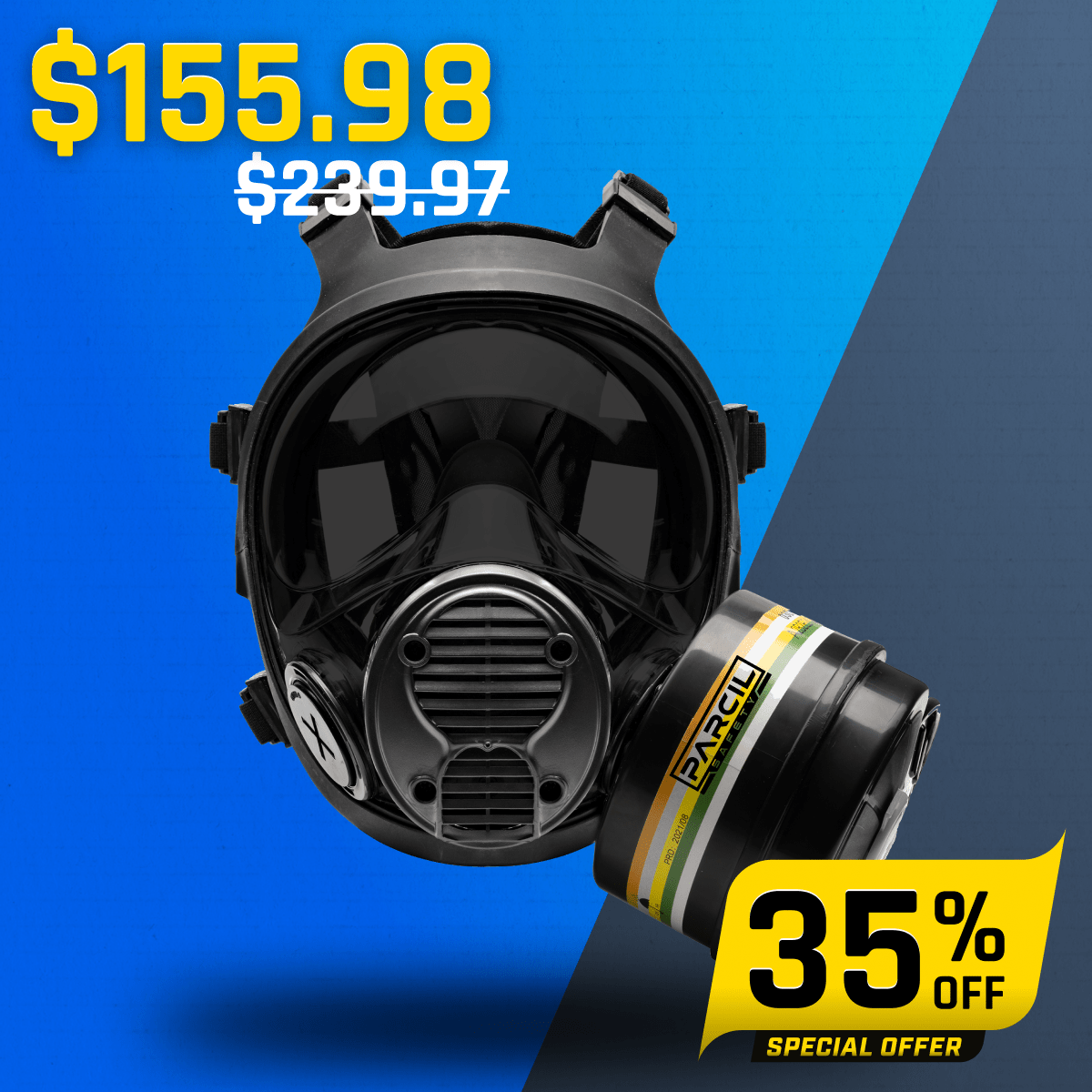 NB - 100 Smoke Black Tactical Gas Mask - Full Face Respirator with 40mm N - B - 1 Defense Filter - Parcil SafetyGas MasksGas MasksParcil Safety
