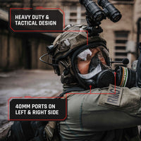 NB-100 Smoke Black Tactical Gas Mask - Full Face Respirator with 40mm N-B-1 Defense Filter