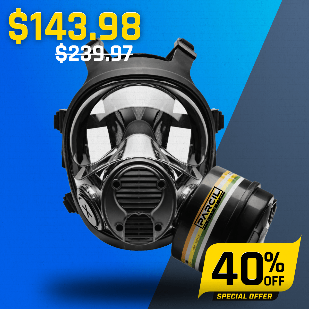 NB - 100 Tactical Gas Mask - Full Face Respirator with 40mm N - B - 1 Defense Filter - Parcil SafetyGas MasksGas MasksParcil Safety