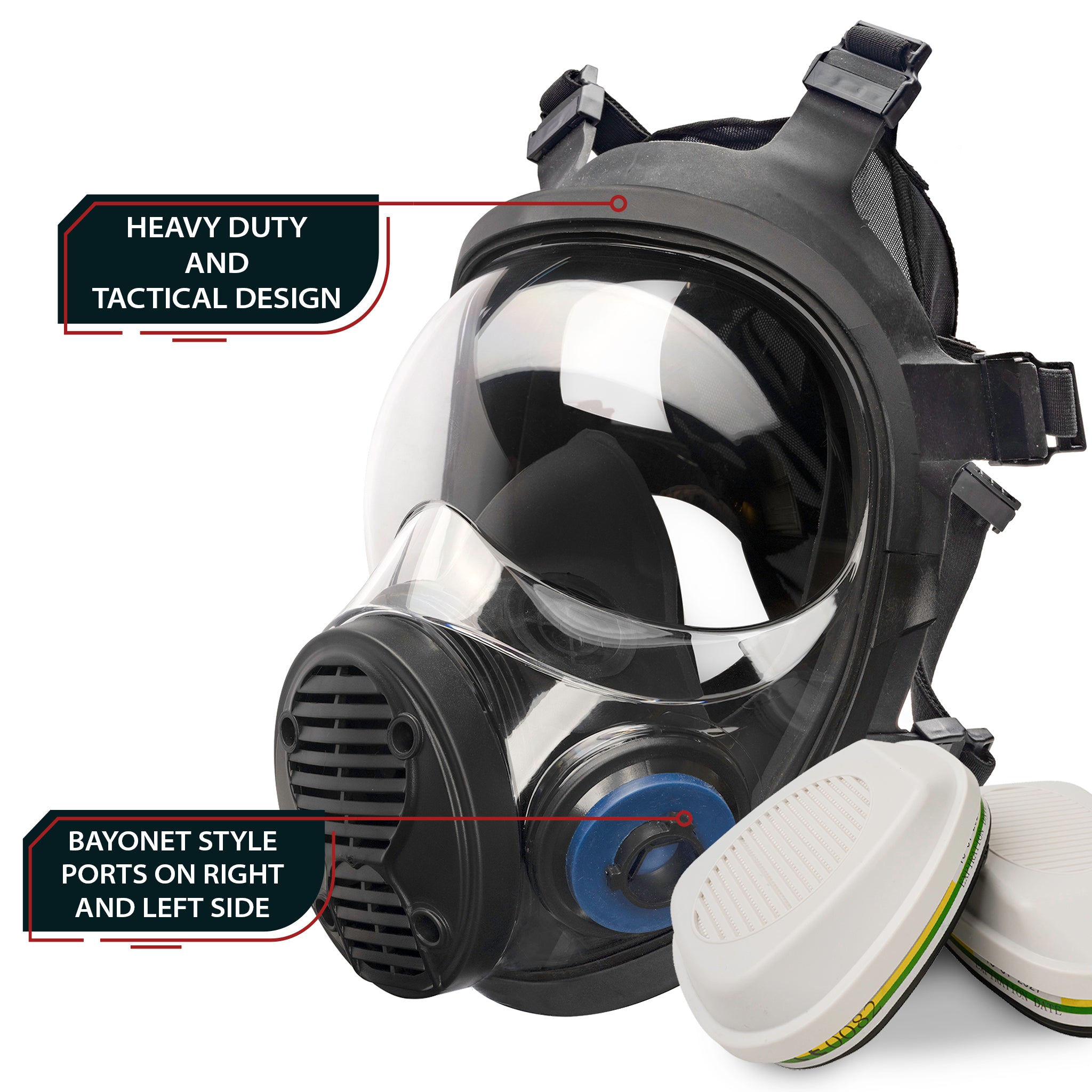 NB - 100B Industrial Respirator with Bayonet Style Filter Ports - Full Face Respirator with MaxPro P - 3 - 0 Multipurpose Filter Cartridges - Parcil SafetyRespiratorsRespiratorsParcil Safety