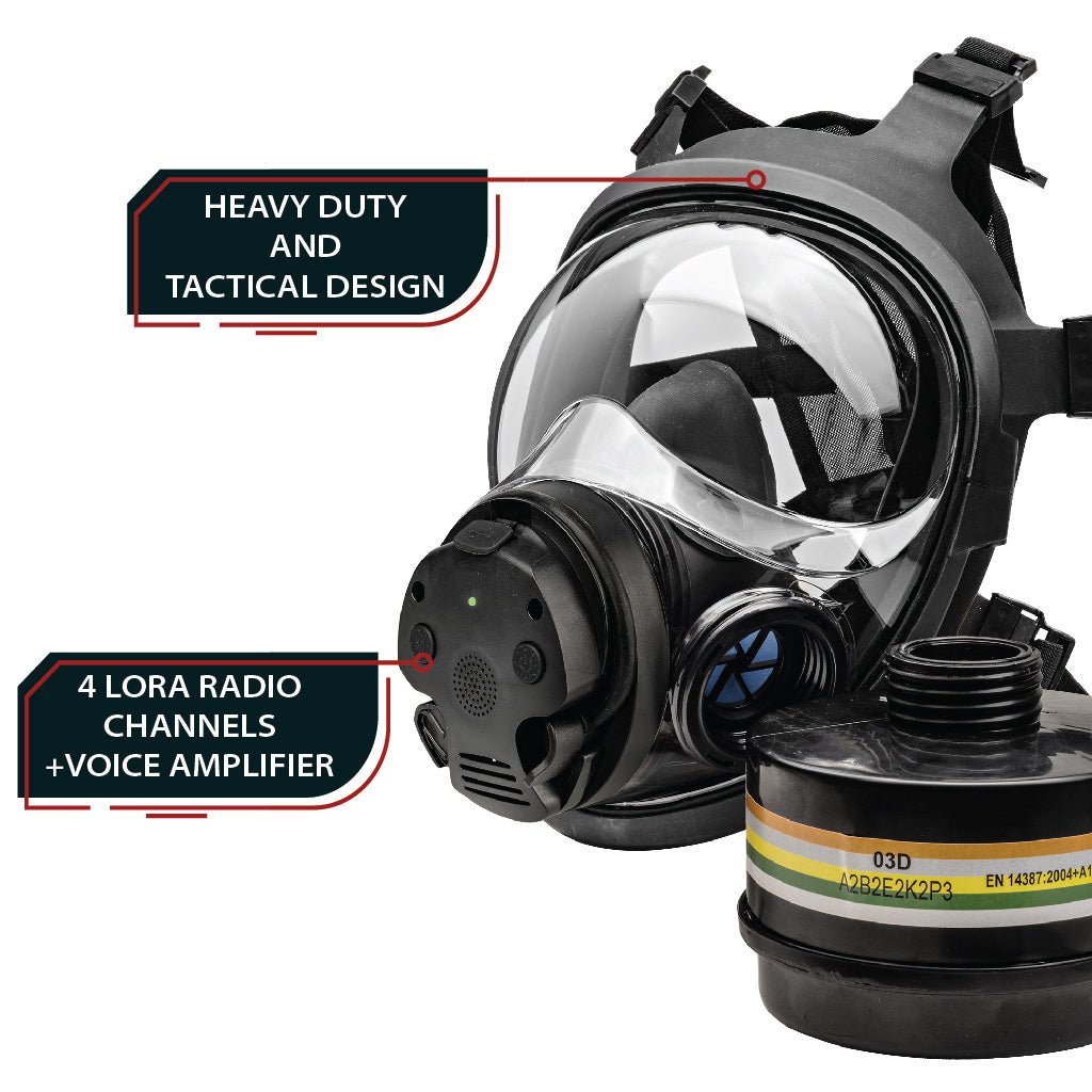 NB - 100E Tactical Gas Mask with Electronic Voice Amplifier and Radio Transmitter/Receiver - Full Face Respirator with 40mm Defense Filter - Parcil SafetyGas MasksGas MasksParcil Safety