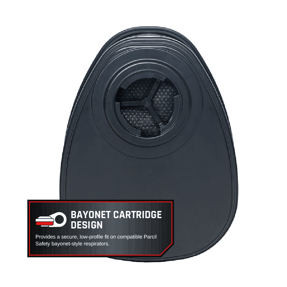 P-3-X Advanced Multi-Gas & Mercury Vapor Protection Bayonet Cartridge Set A2B2E2K2HgP3 - Fits Bayonet-Style Respirators - Parcil SafetyParcil Safety