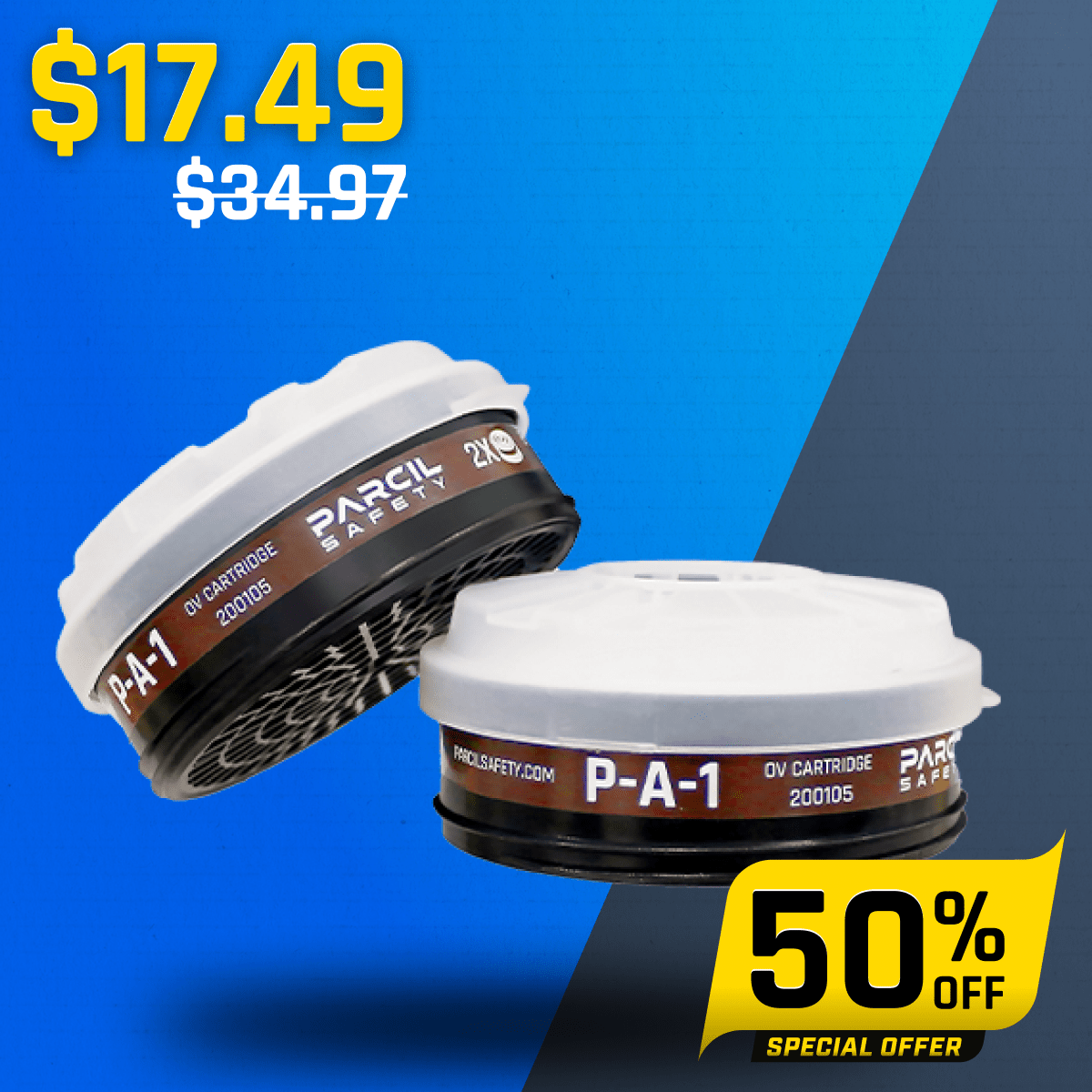 P - A - 1 Cartridge with A1 Organic Vapor (OV) P2 Particulate Filtration (Replaces T - 60 & PD - 100 Masks) - Parcil SafetyFiltersFiltersParcil Safety