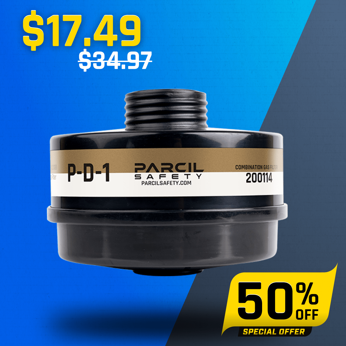 P - D - 1 40MM A2P3 R Canister - Combination Organic Vapor and Particulate Filter - Parcil SafetyFiltersFiltersParcil Safety