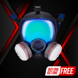PD-100 Arctic Blue - Full Face Respirator Mirrored Gas Mask with A1 Organic Vapor (OV) with P2 Particulate Filter Canister