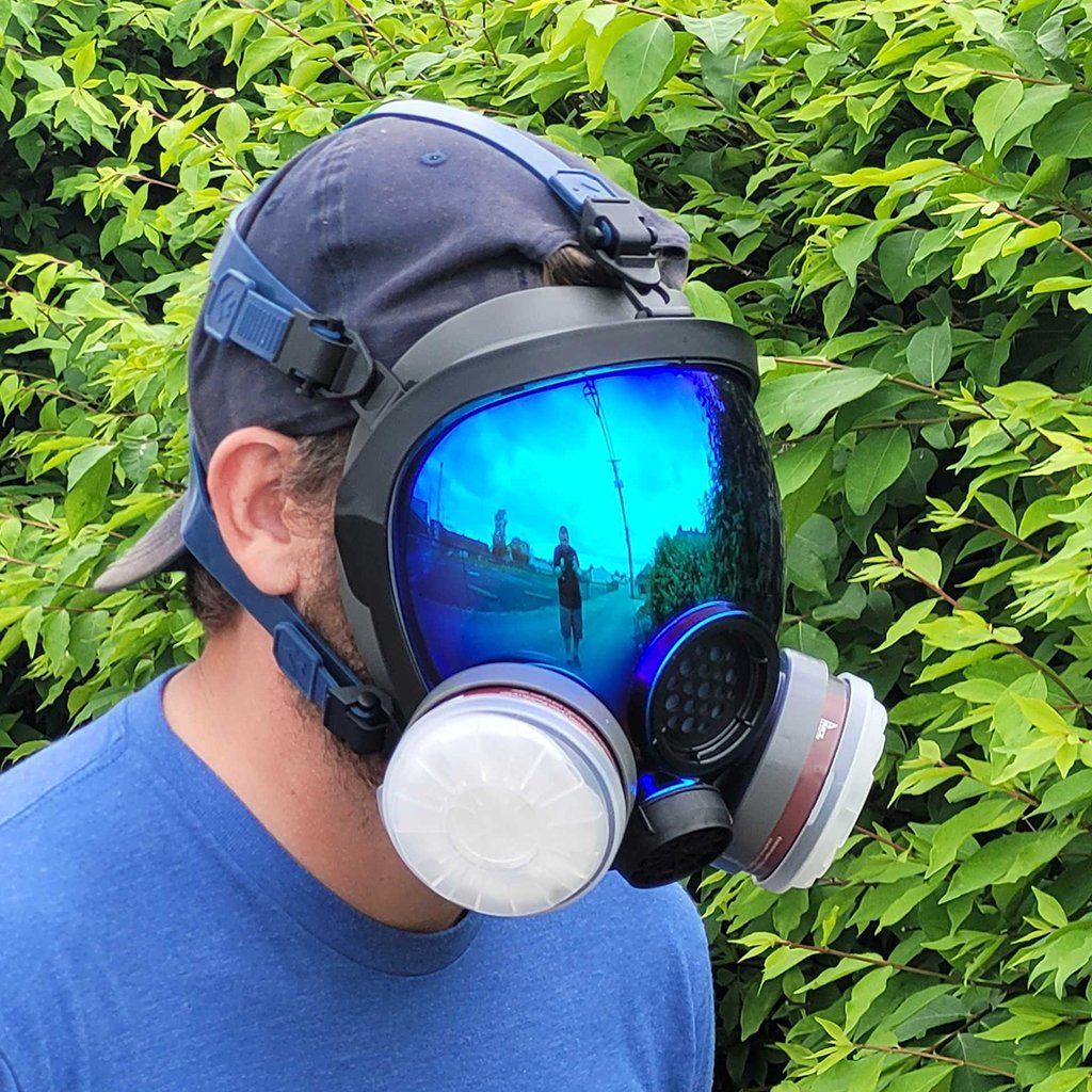 Load image into Gallery viewer, PD - 100 Arctic Blue - Full Face Respirator Mirrored Gas Mask with Organic Vapor and Particulate Filtration - Parcil SafetyRespiratorsRespiratorsParcil Safety