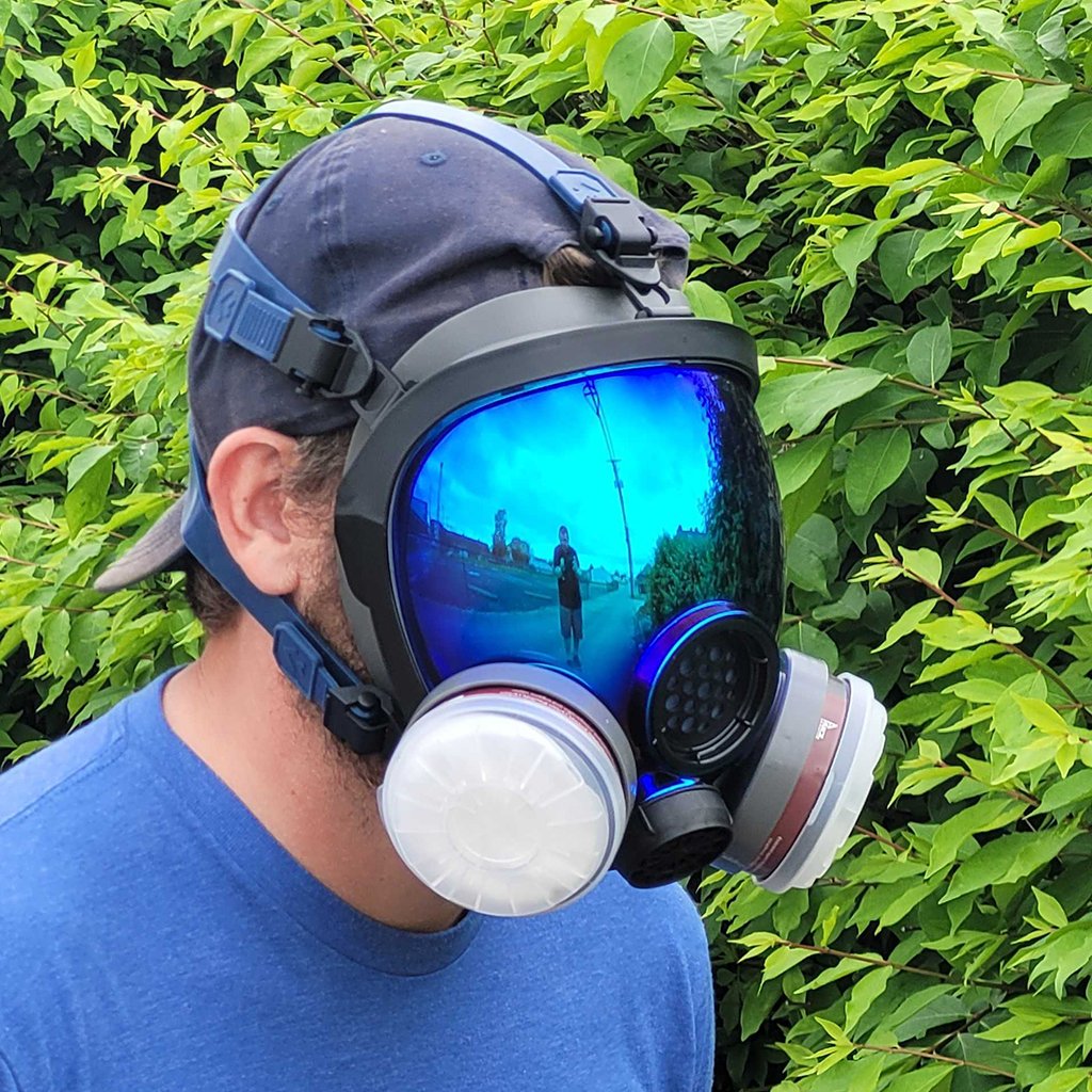 PD - 100 Arctic Blue - Full Face Respirator Mirrored Gas Mask with Organic Vapor and Particulate Filtration - Parcil SafetyRespiratorsRespiratorsParcil Safety