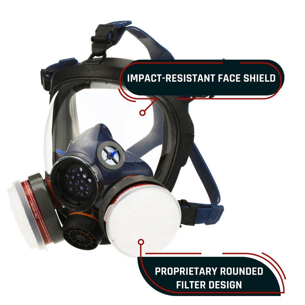 PD - 100 Arctic Blue - Full Face Respirator Mirrored Gas Mask with Organic Vapor and Particulate Filtration - Parcil SafetyRespiratorsRespiratorsParcil Safety