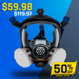 PD-100 Full-Face Air Purifying Respirator (APR) with A1 Organic Vapor (OV) with P2 Particulate Filter Canister Image