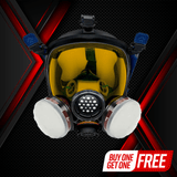 PD-100 Light Amber - Full Face Respirator Tinted Gas Mask with A1 Organic Vapor (OV) with P2 Particulate Filter Canister