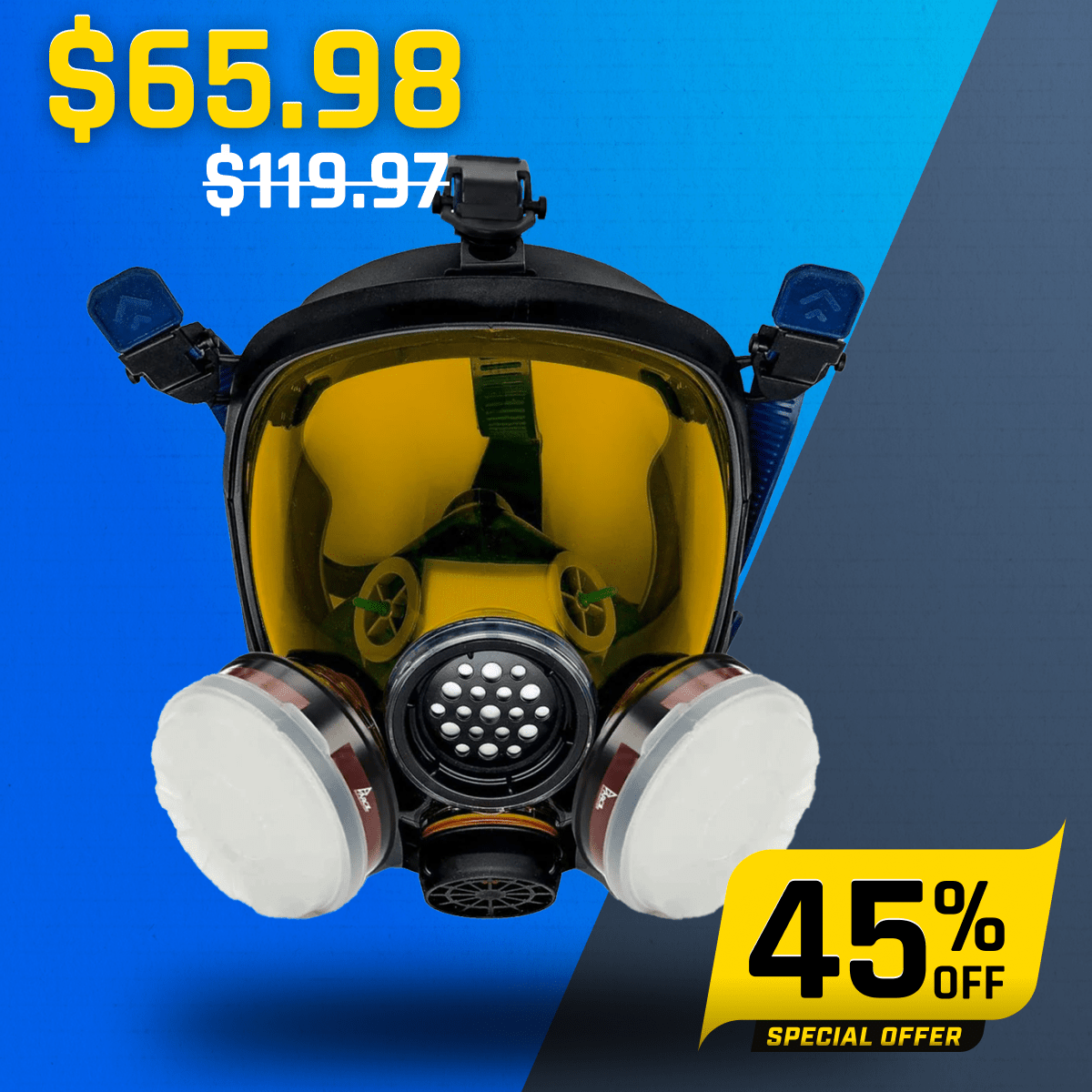 PD - 100 Light Amber - Full Face Respirator Tinted Gas Mask with A1 Organic Vapor (OV) with P2 Particulate Filter Canister - Parcil SafetyRespiratorsRespiratorsParcil Safety