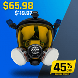 PD-100 Light Amber - Full Face Respirator Tinted Gas Mask with A1 Organic Vapor (OV) with P2 Particulate Filter Canister