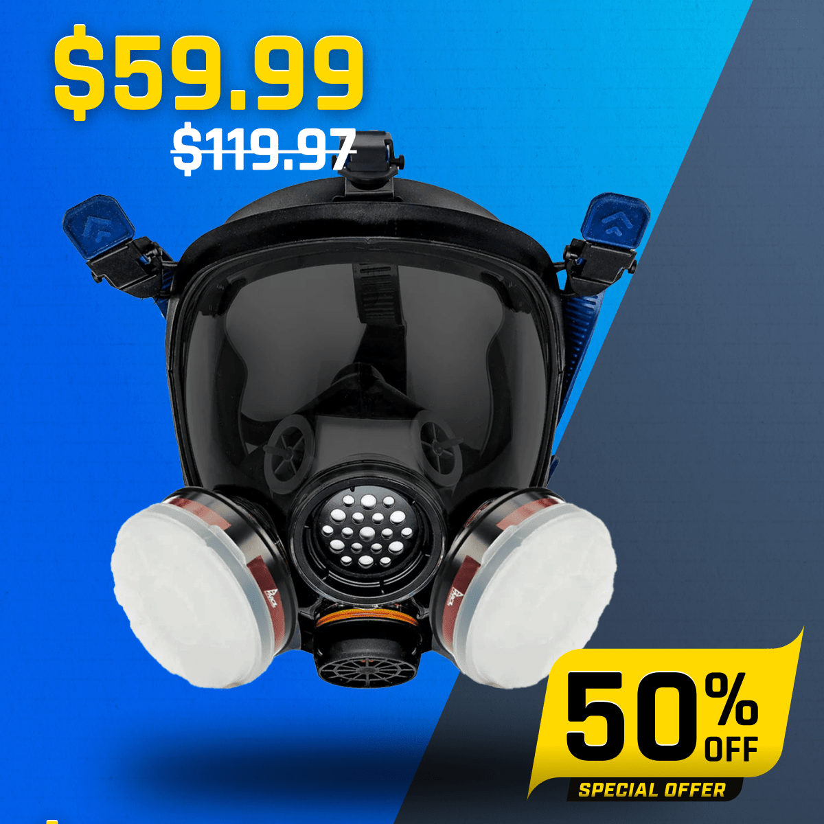 PD - 100 Smoke Black - Full Face Respirator Tinted Gas Mask with A1 Organic Vapor (OV) with P2 Particulate Filter Canister - Parcil SafetyRespiratorsRespiratorsParcil Safety