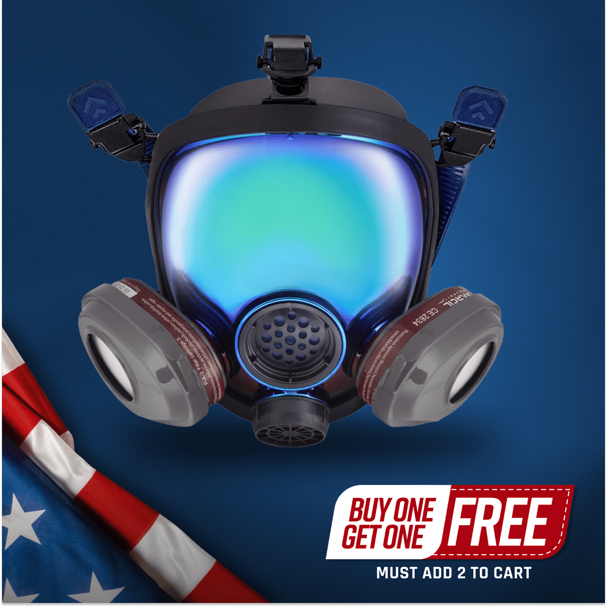 PD - 101 Arctic Blue Mirrored - Full Face Respirator Gas Mask with A1 Organic Vapor (OV) with P2 Particulate Filter Canister - Parcil SafetyRespiratorsRespiratorsParcil Safety