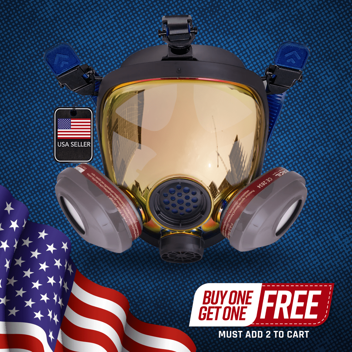 PD - 101 Burnt Bronze Mirrored - Full Face Respirator Gas Mask with A1 Organic Vapor (OV) with P2 Particulate Filter Canister - Parcil SafetyRespiratorsRespiratorsParcil Safety