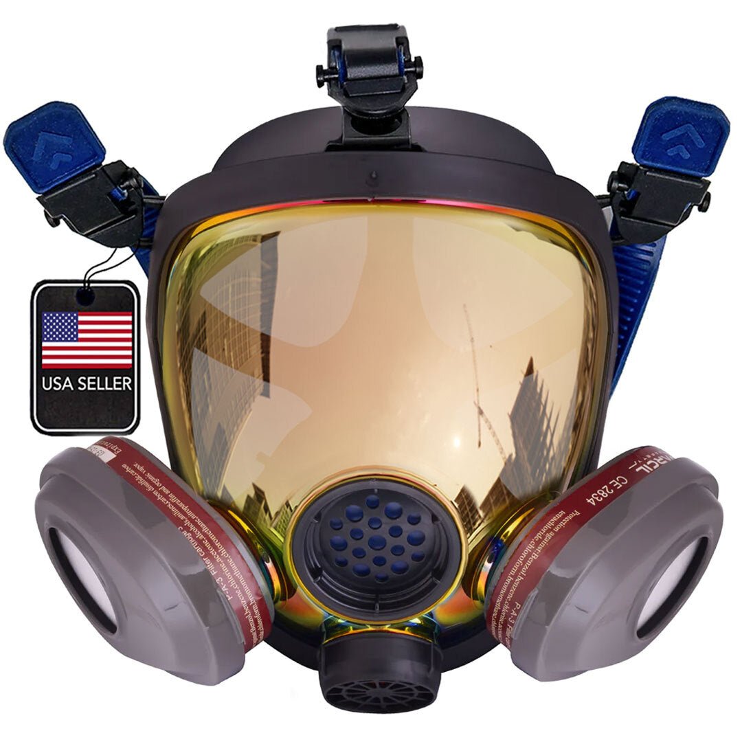 PD-101 Burnt Bronze Mirrored - Full Face Respirator Gas Mask with Organic Vapor and Particulate Filtration - Parcil SafetyRespirators