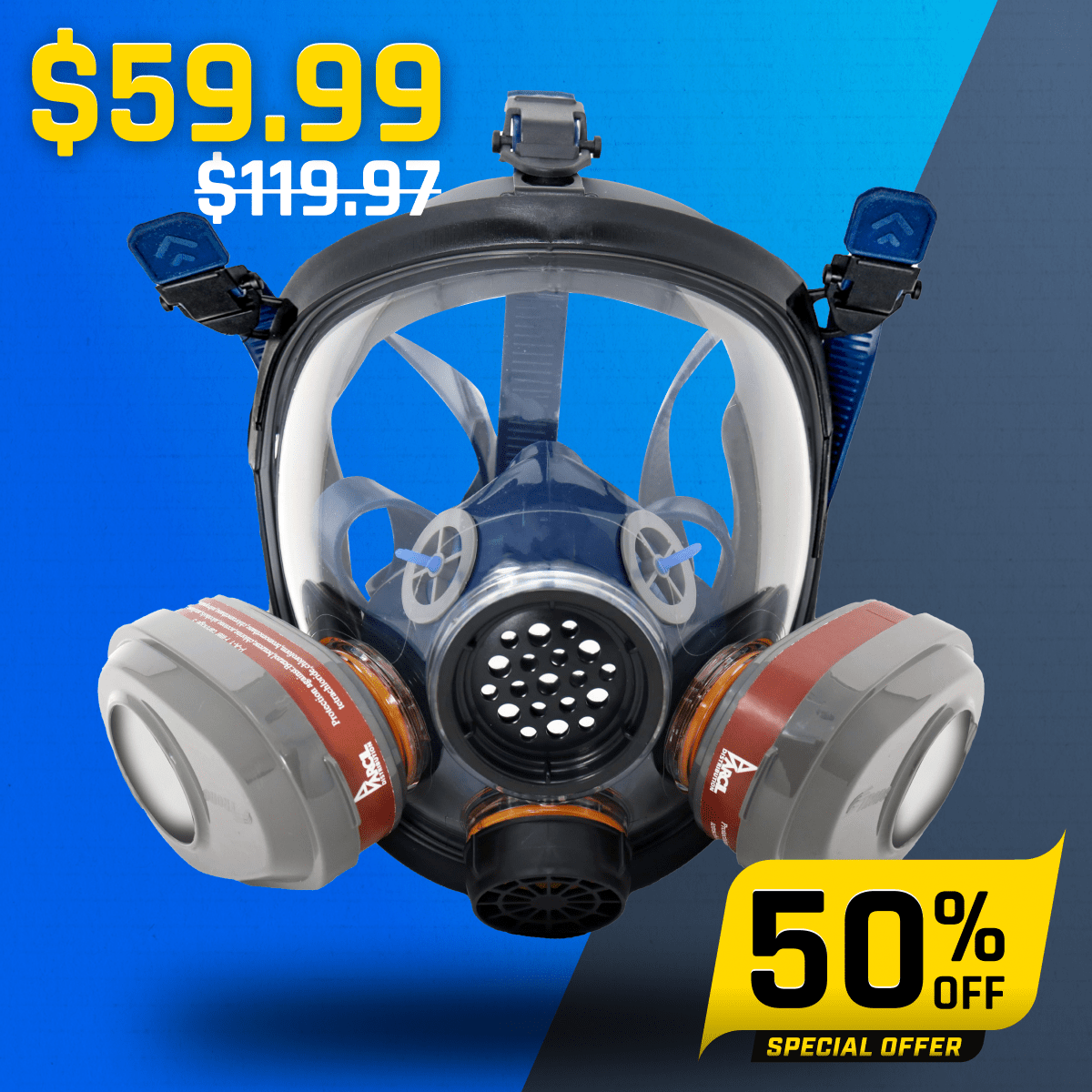 PD - 101 Full - Face Industrial Air Purifying Respirator (APR) with A1 Organic Vapor (OV) with P2 Particulate Filter Canister - Parcil SafetyRespiratorsRespiratorsParcil Safety