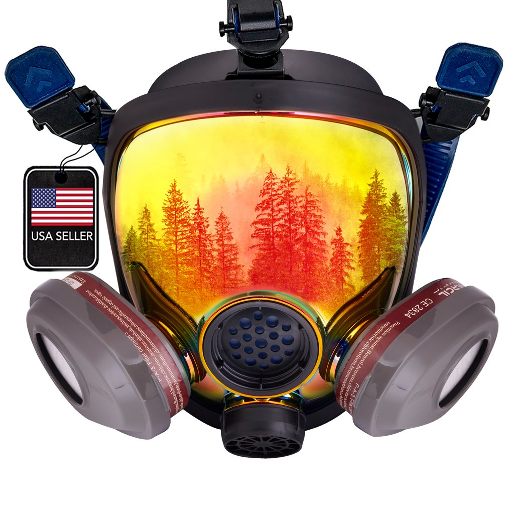 Load image into Gallery viewer, PD - 101 Inferno Red Mirrored - Full Face Respirator Gas Mask with Organic Vapor and Particulate Filtration - Parcil SafetyRespiratorsRespiratorsParcil Safety