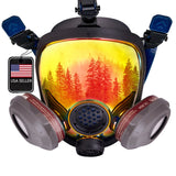 PD-101 Inferno Red Mirrored - Full Face Respirator Gas Mask with Organic Vapor and Particulate Filtration