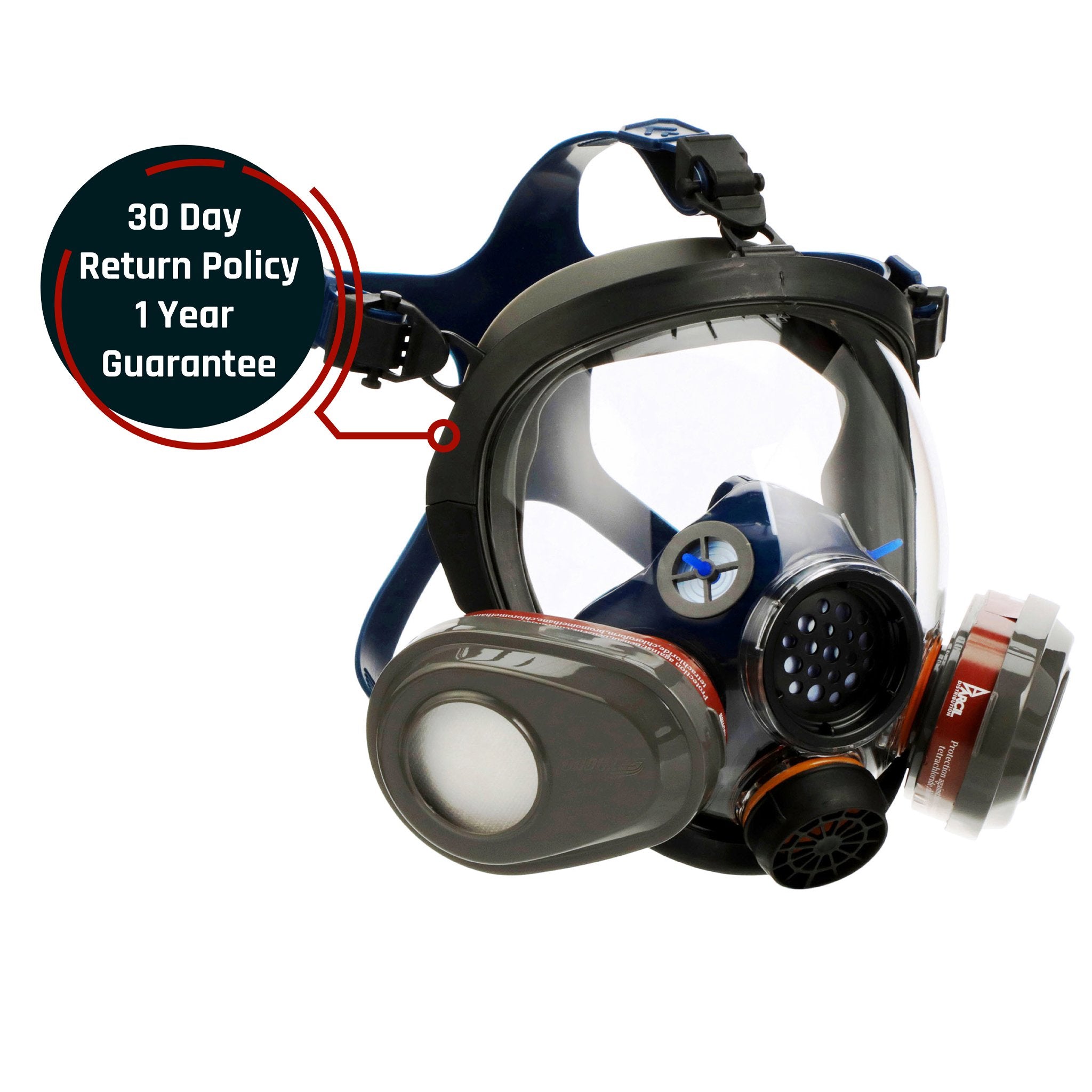 PD - 101 Inferno Red Mirrored - Full Face Respirator Gas Mask with Organic Vapor and Particulate Filtration - Parcil Safety Respirators front side