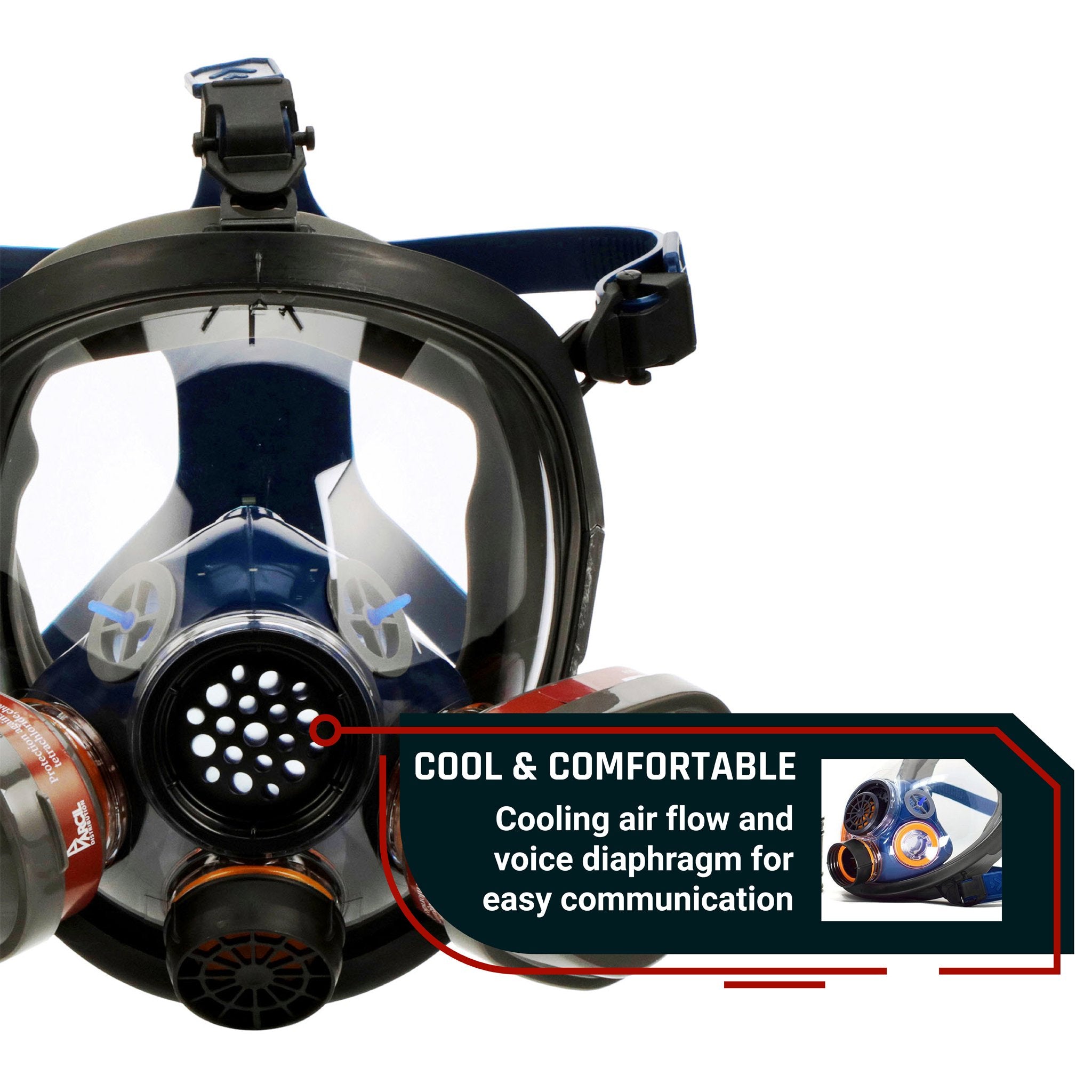 PD - 101 Inferno Red Mirrored - Full Face Respirator Gas Mask with Organic Vapor and Particulate Filtration 