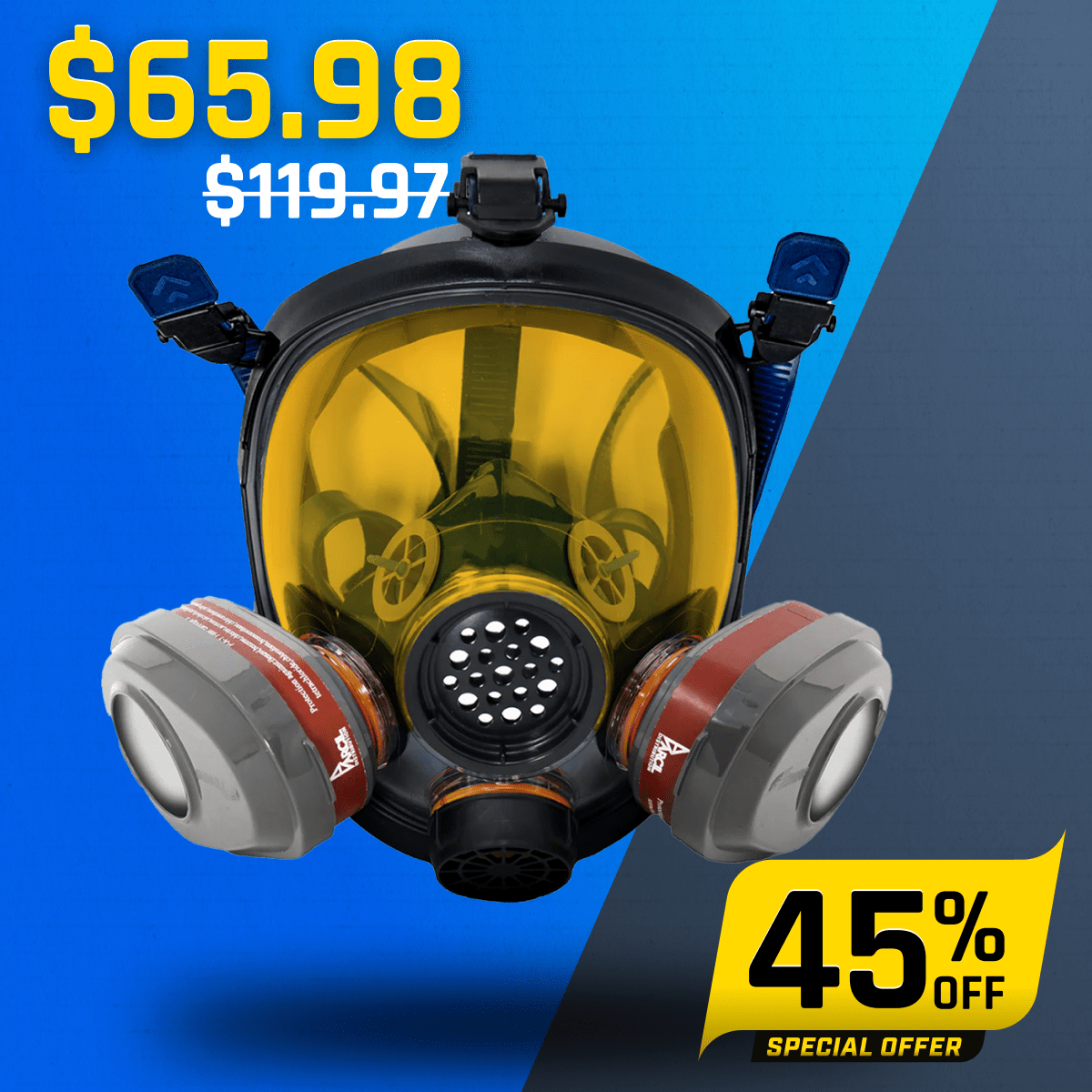 PD - 101 Light Amber Tinted Full Face Respirator Gas Mask with A1 Organic Vapor (OV) with P2 Particulate Filter Canister - Parcil SafetyRespiratorsRespiratorsParcil Safety