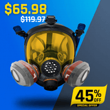 PD-101 Light Amber Tinted Full Face Respirator Gas Mask with A1 Organic Vapor (OV) with P2 Particulate Filter Canister