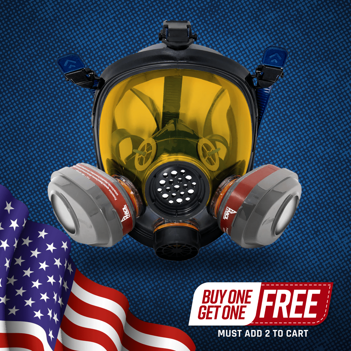 PD - 101 Light Amber Tinted Full Face Respirator Gas Mask with A1 Organic Vapor (OV) with P2 Particulate Filter Canister - Parcil SafetyRespiratorsRespiratorsParcil Safety