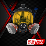 PD-101 Light Amber Tinted Full Face Respirator Gas Mask with A1 Organic Vapor (OV) with P2 Particulate Filter Canister