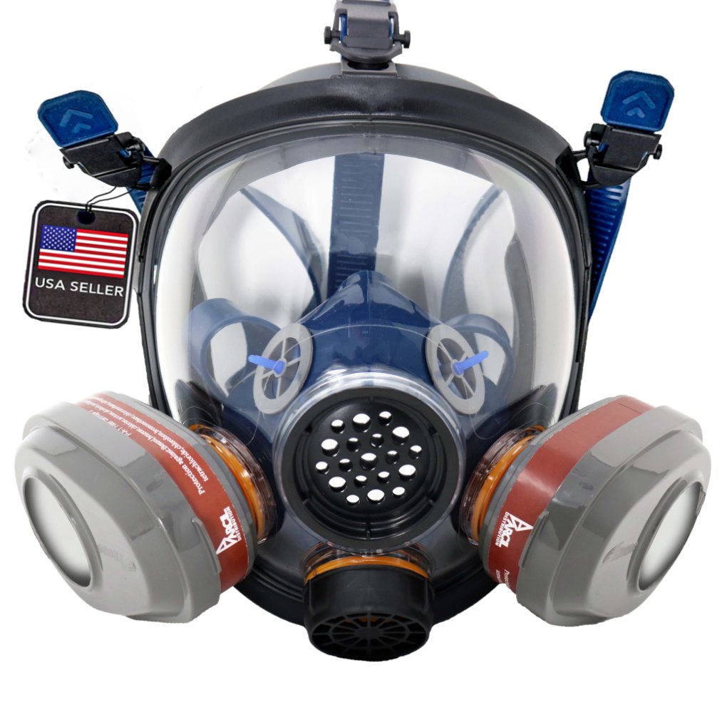 PD - 101 Organic Vapor Air Purifying Respirator Mask - FREE PD - 452 Emergency Fire Extinguisher Blanket! front side