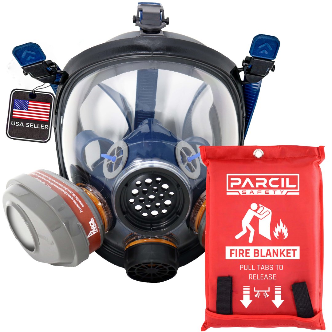 PD - 101 Organic Vapor Air Purifying Respirator Mask - FREE PD - 452 Emergency Fire Extinguisher Blanket! - Parcil SafetyBundle DealsBundle DealsParcil Safety