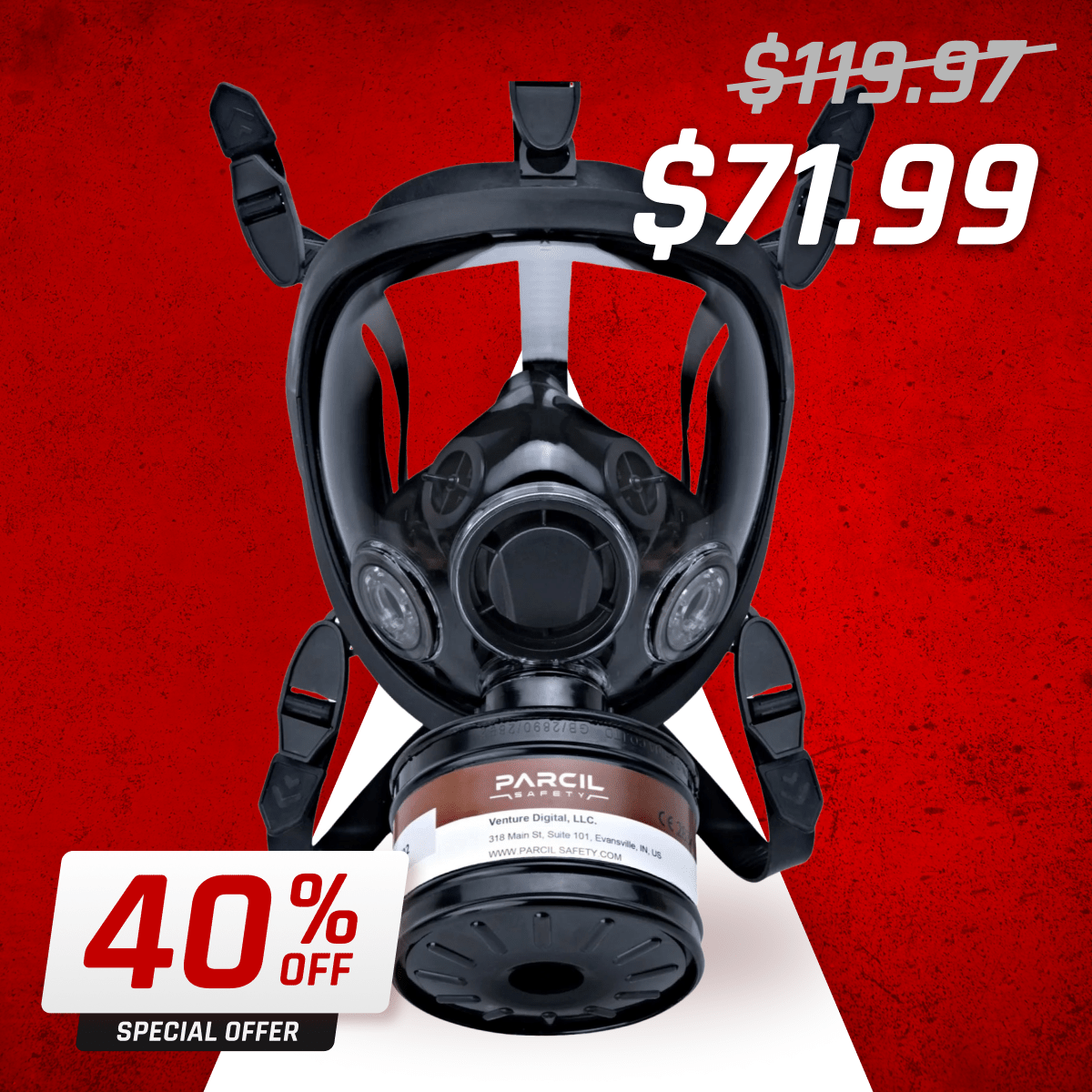 ST - 100X Clear Full - Face Survival Gas Mask with A2P3 R Organic Vapor and Particulate Protection - Parcil SafetyGas MasksGas MasksParcil Safety