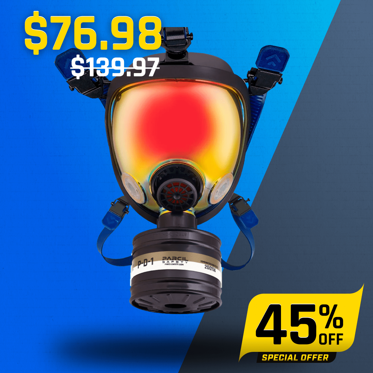 ST - 100X Inferno Red Mirrored - Full Face Respirator Gas Mask with Organic Vapor and Particulate Filtration - Parcil SafetyGas MasksGas MasksParcil Safety