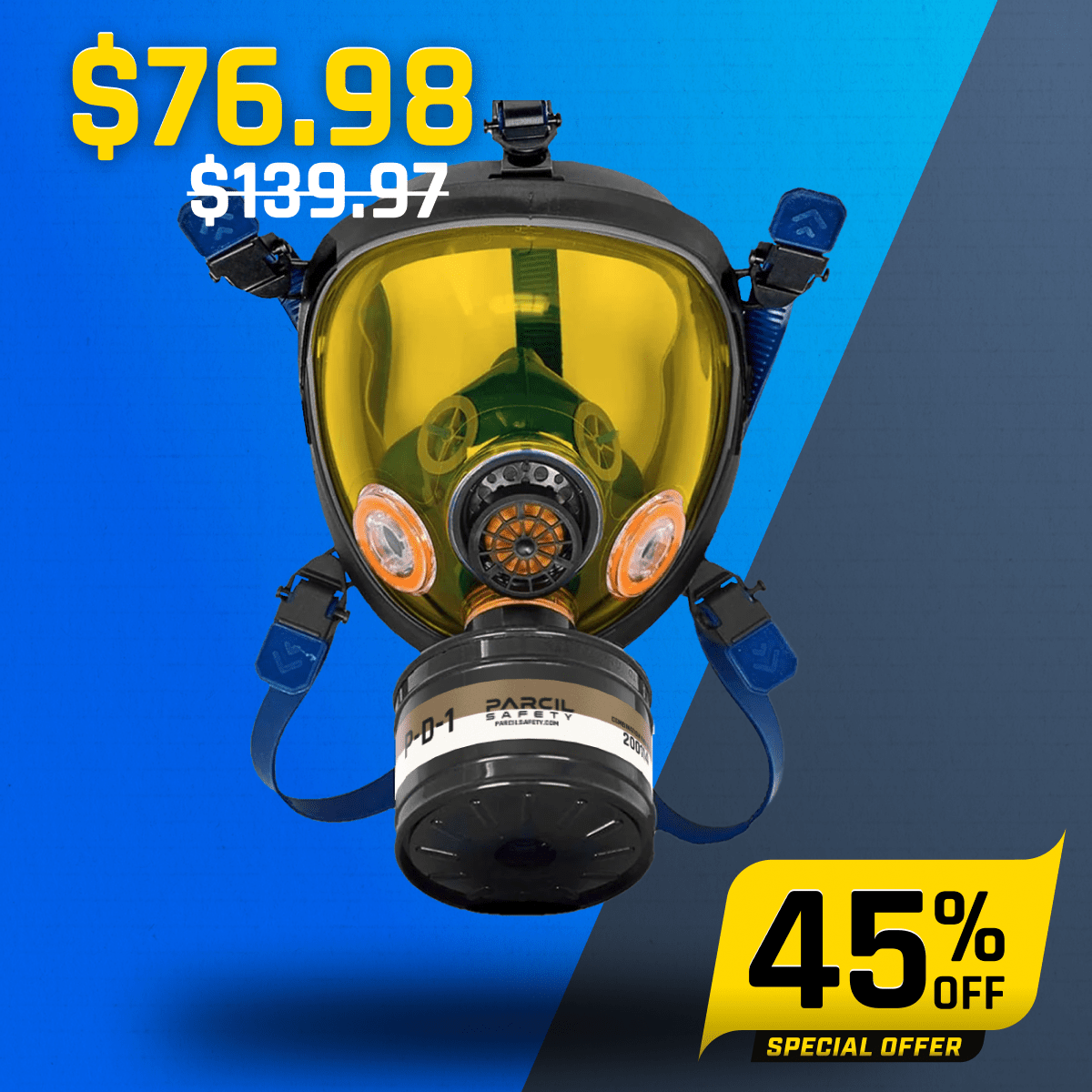 ST - 100X Light Amber Tinted Full Face Respirator Gas Mask with Organic Vapor and Particulate Filtration - Parcil SafetyGas MasksGas MasksParcil Safety