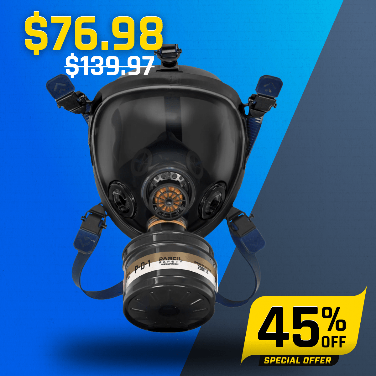ST - 100X Smoke Black Tinted Full Face Respirator Gas Mask with Organic Vapor and Particulate Filtration - Parcil SafetyGas MasksGas MasksParcil Safety