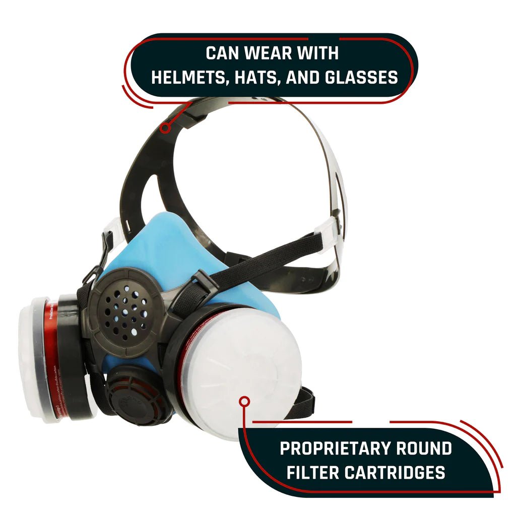 T - 60 Half Face Respirator Gas Mask & C - 10 Goggles with Organic Vapor and Particulate Filtration - Parcil Safety Respirators