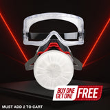 T-90 Half Face Respirator & C-10 Goggles - Organic Vapor Filter Gas Mask - Quick Release Headband & Easy Snap on Filter