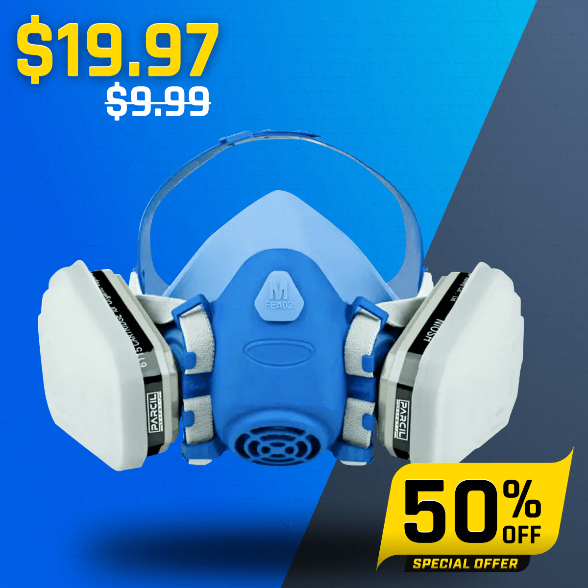 UltraSeal Half - Face Respirator with ProGuard OV/P95 Organic Vapor Bayonet Cartridge NIOSH - Approved T - 71/T - 81 - Parcil SafetyRespiratorsRespiratorsParcil Safety