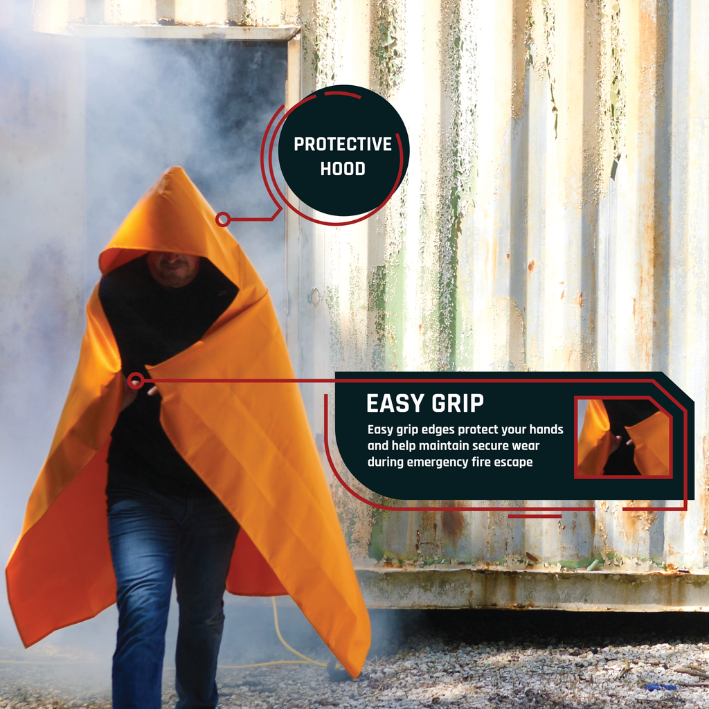 FEC-100 Large Fire Escape Cape - Silicone Coated Fire Resistant Blanket