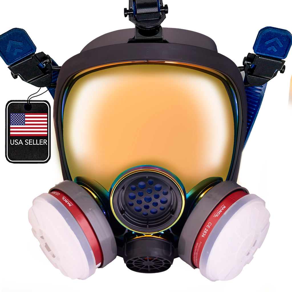 PD-100 Burnt Bronze - Full Face Respirator Mirrored Gas Mask with