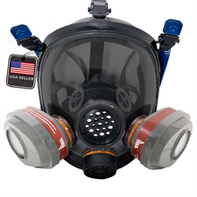 Load image into Gallery viewer, PD-101 Smoke Black Tinted Full Face Respirator Gas Mask with Organic Vapor and Particulate Filtration