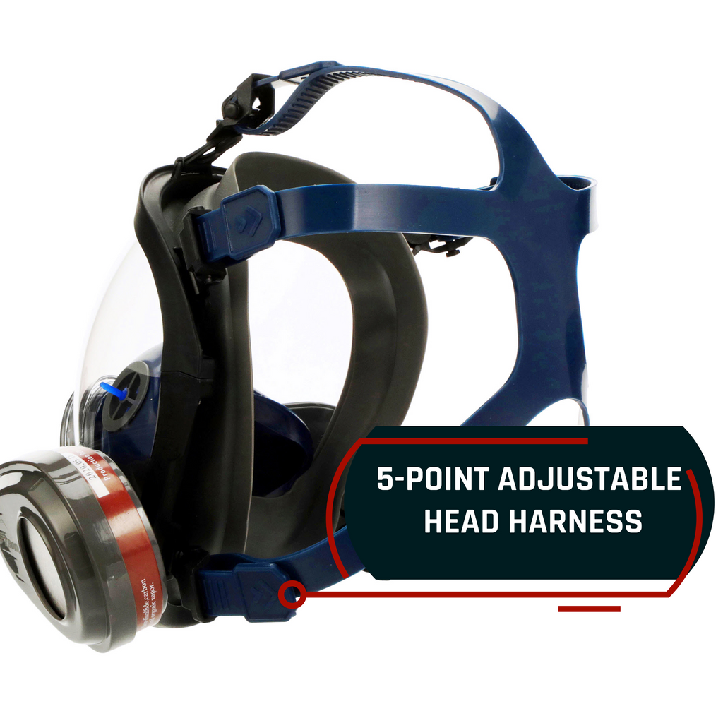 PD-101 Arctic Blue Mirrored - Full Face Respirator Gas Mask with Organic Vapor and Particulate Filtration