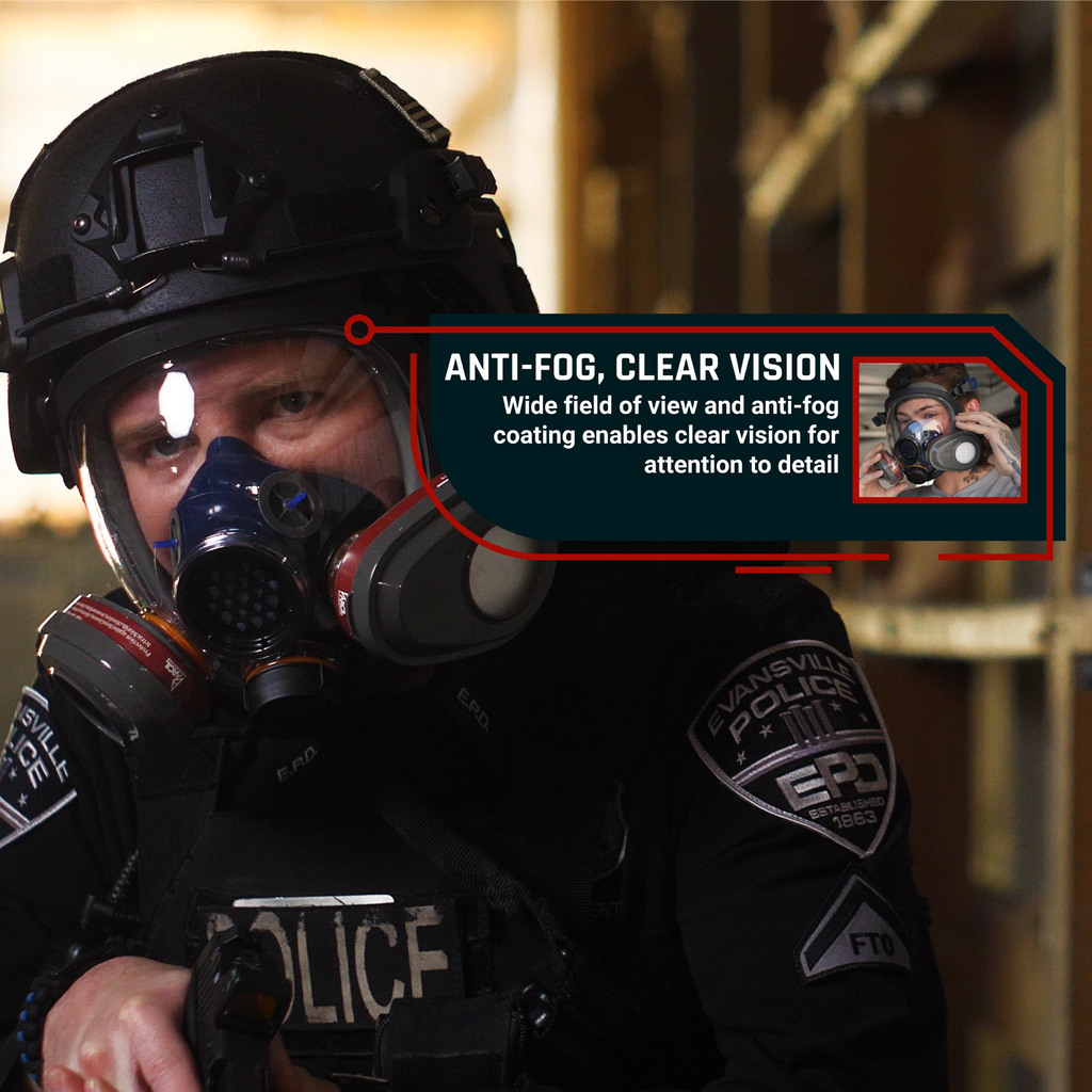 PD-101 Smoke Black Tinted Full Face Respirator Gas Mask with Organic Vapor and Particulate Filtration