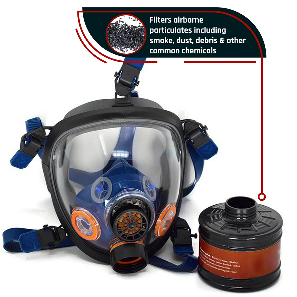 ST-100X Full Face Survival Respirator Gas Mask with Organic Vapor and Particulate Filtration