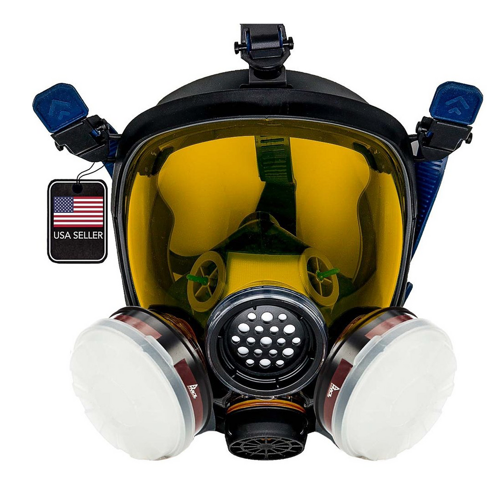 PD-100 Light Amber - Full Face Respirator Tinted Gas Mask with Organic Vapor and Particulate Filtration